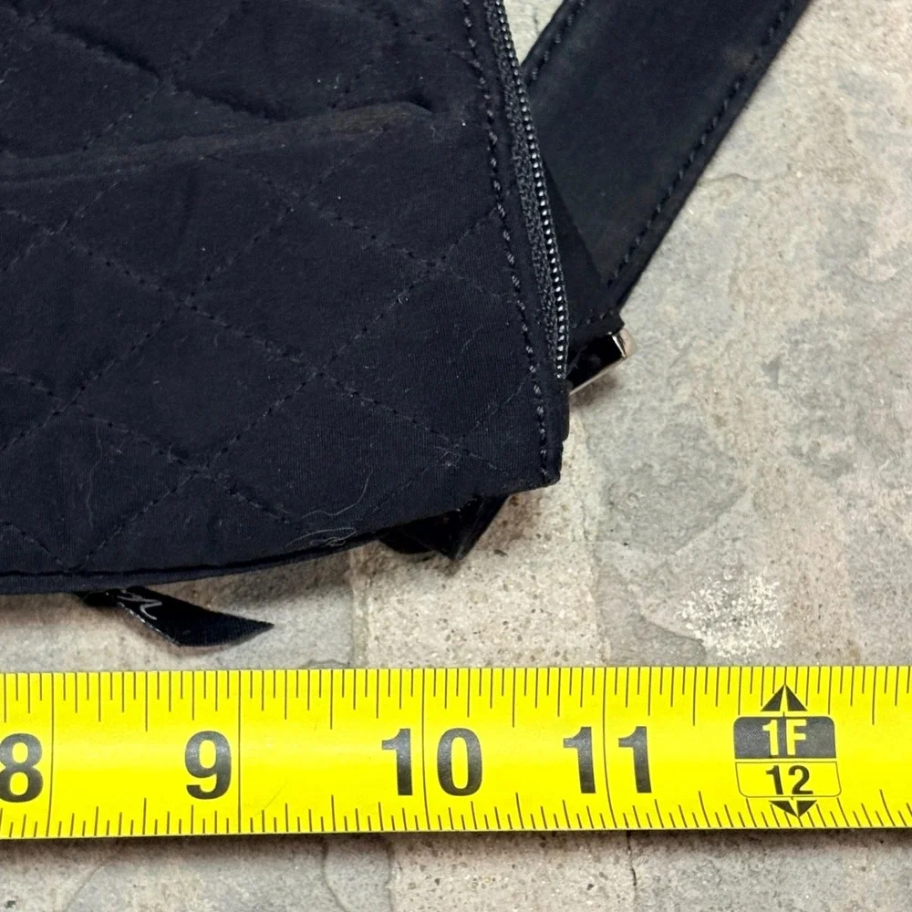 Vera Bradley Quilted Black‎ Crossbody Bag Leopard Print Lined Zip Front Pocket